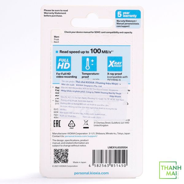 Thẻ nhớ SD Kioxia Exceria UHS-I 32GB
