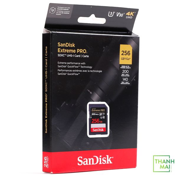 Thẻ nhớ SDXC SanDisk Extreme Pro U3 V30 256GB 200MB/s | SDSDXXD-256G-GN4IN