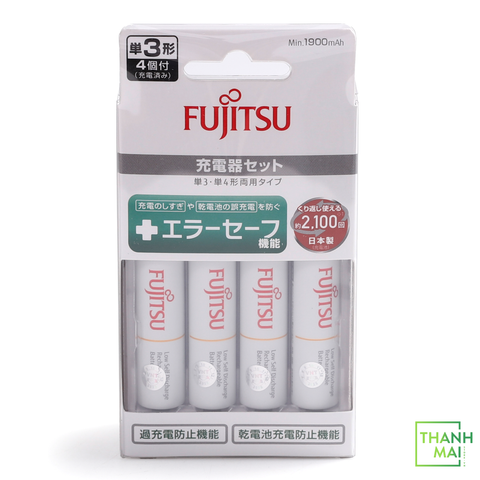 Combo Sạc Kèm 4 Pin Fujitsu AA 1900mAh ( White ) | Made In Japan Hàng Nội Địa Nhật Bản