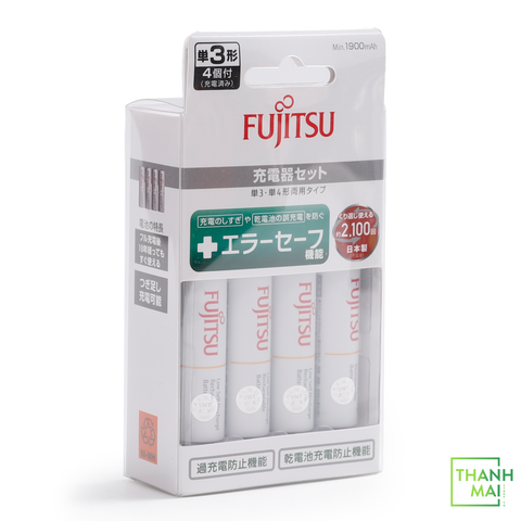 Combo Sạc Kèm 4 Pin Fujitsu AA 1900mAh ( White ) | Made In Japan Hàng Nội Địa Nhật Bản