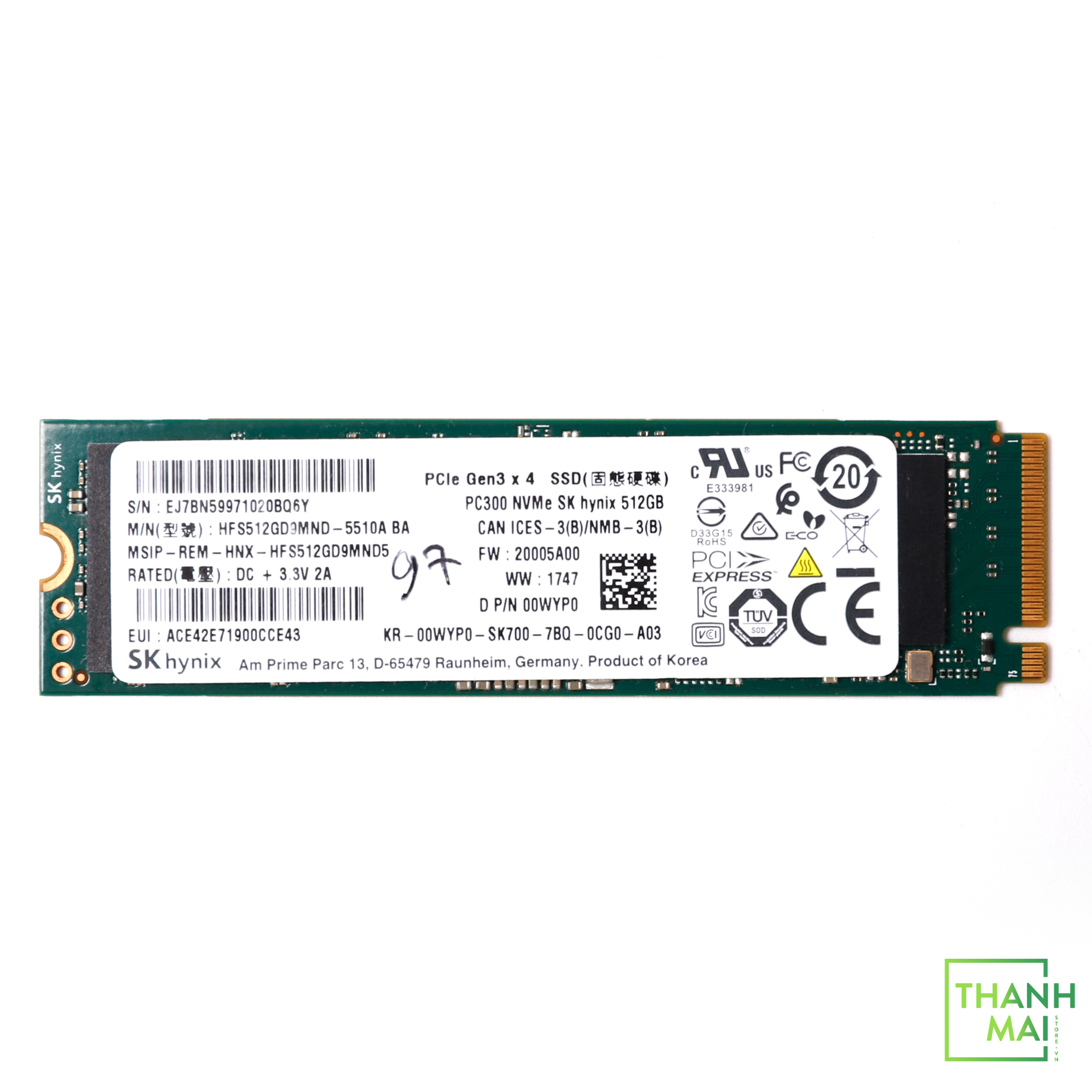 Ổ cứng SSD SK Hynix SSD 512GB M.2 2280 PCIe Gen3 x4 PC601 - Thanh