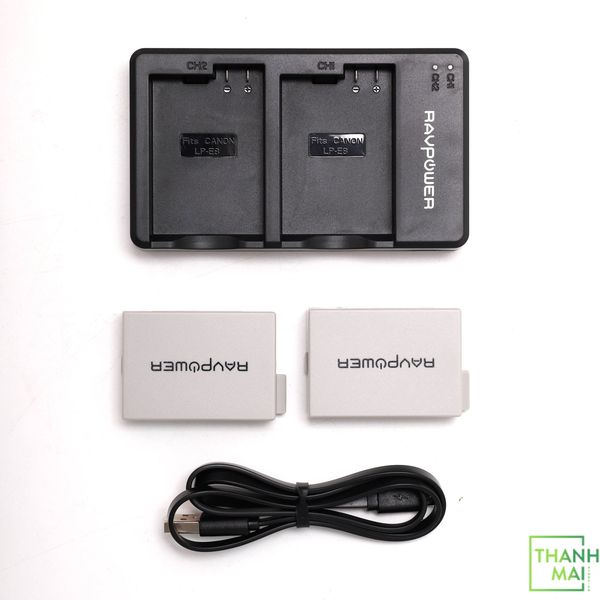 Bộ Sạc Đôi Kèm 2 Pin RAVPower RP-BC019 For Canon LP-E8 | Chính Hãng