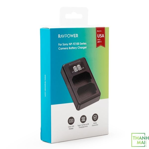 Sạc Đôi RAVPower RP-PC1051 For Sony NP-FZ100 | Chính Hãng