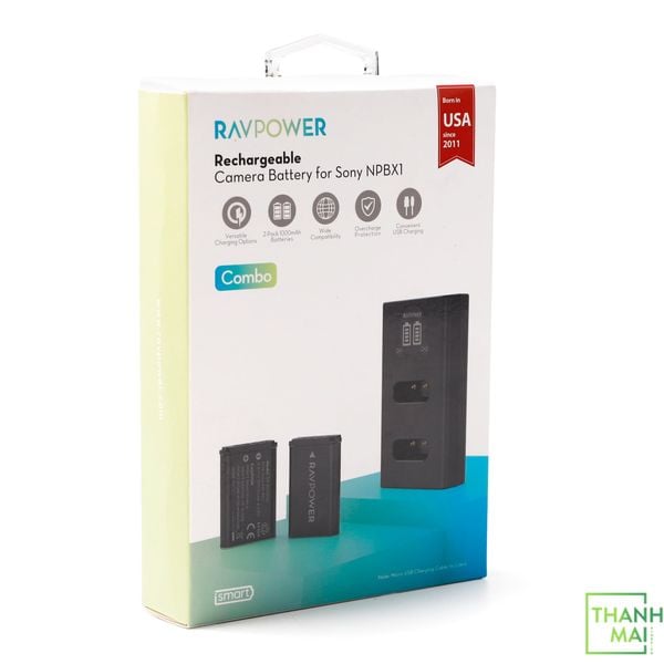 Bộ Sạc Đôi Kèm 2 Pin Ravpower RP-BC1001 For Sony NP-BX1 | Chính Hãng