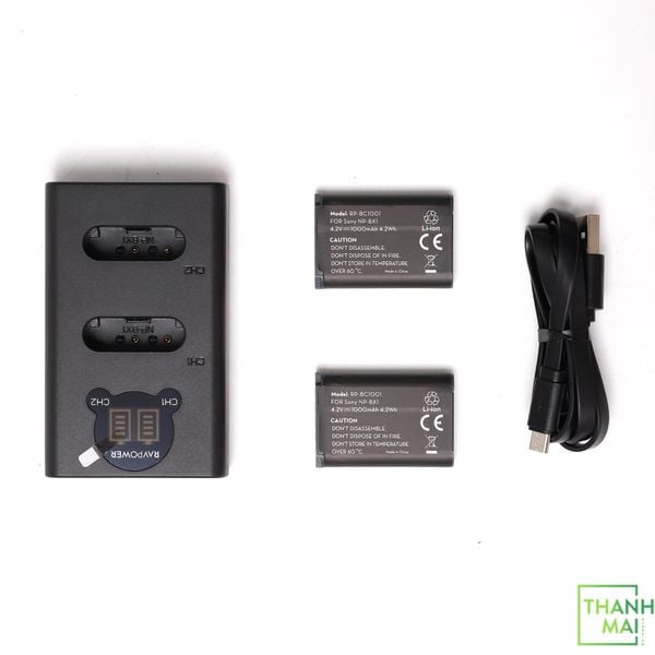 Bộ Sạc Đôi Kèm 2 Pin Ravpower RP-BC1001 For Sony NP-BX1 | Chính Hãng