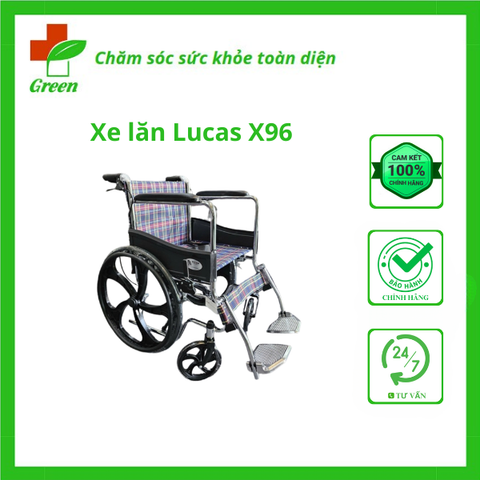  Xe Lăn Lucass X96 – Khung Thép Sơn Tĩnh Điện, Vành Đúc, Bền Đẹp, Chính Hãng 