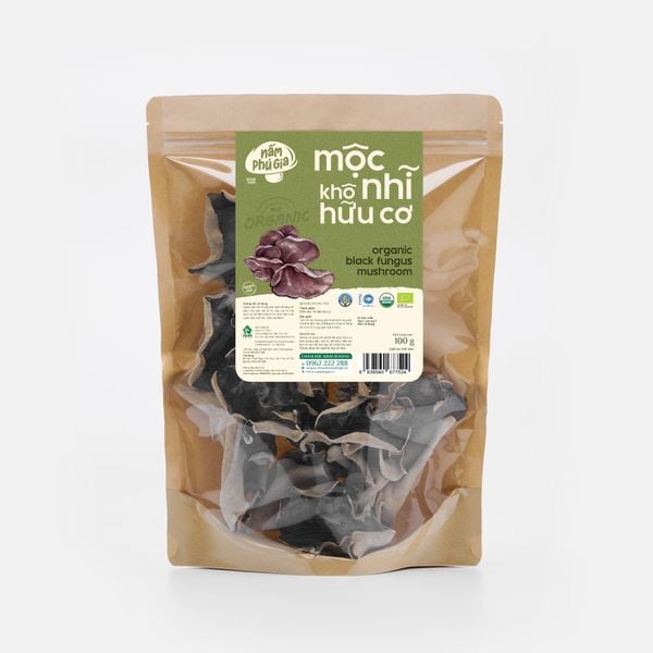  Mộc nhĩ khô hữu cơ | Nguyên chiếc | gói 100g 