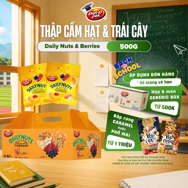  Thập cẩm hạt và trái cây khô Dailynuts hạt điều, hạnh nhân, hạt bí xanh, nam việt quất, anh đào 500g Dan D Pak 