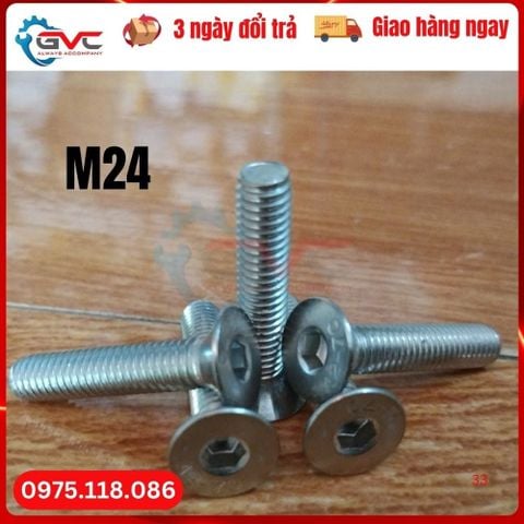Bu  Lông  Lục  Giác  Chìm  Đầu  bằng (Cổ Vát, Đầu Côn) Inox 304  DIN 7991  M24