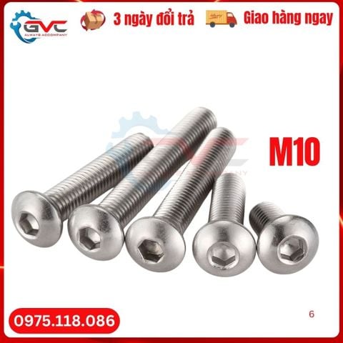 Bu lông lục giác chìm chỏm cầu inox 304 Din 7380 M10