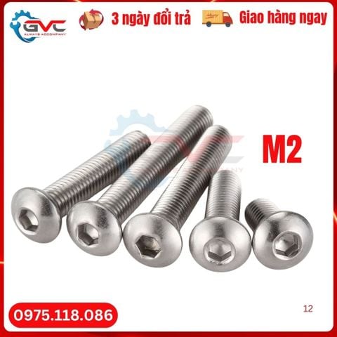 Bu lông lục giác chìm chỏm cầu inox 304 Din 7380 M2
