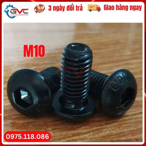 Bu lông lục giác chìm chỏm cầu DIN 7380 cấp bền 10.9 thép xi đen M10