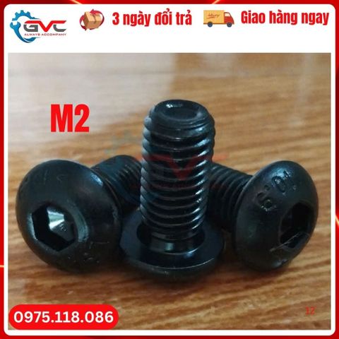 Bu lông lục giác chìm chỏm cầu DIN 7380 cấp bền 10.9 thép xi đen M2