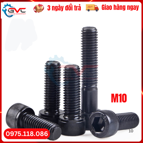 Bu lông lục giác chìm đầu trụ Din 912 cấp bền 12.9 M10 xi đen