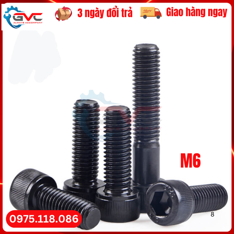 Bu lông lục giác chìm đầu trụ Din 912 cấp bền 12.9 M6 xi đen