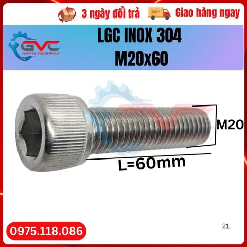 Bu Long Lục Giác Chìm Đầu Trụ DIN 912 Inox 304 M20x60