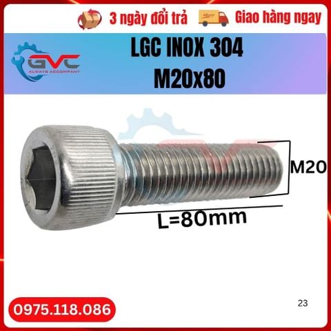 Bu long lục giác chìm đầu trụ DIN 912 inox 304 M20x80Giá Tốt