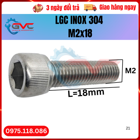 Bu Long Lục Giác Chìm Đầu Trụ DIN 912 Inox 304 M2x18