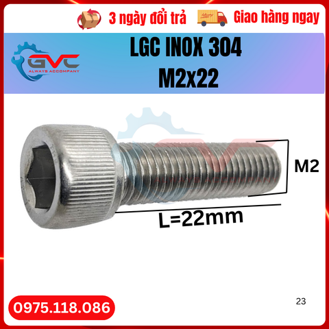 Bu Long Lục Giác Chìm Đầu Trụ DIN 912 Inox 304 M2x22