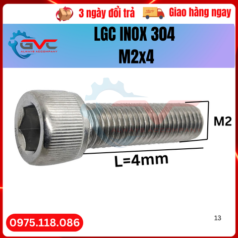 Bu Long Lục Giác Chìm Đầu Trụ DIN 912 Inox 304 M2x4