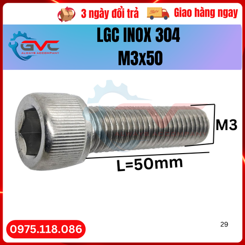 Bu long lục giác chìm đầu trụ DIN 912 inox 304 M3x50 Giá Tốt