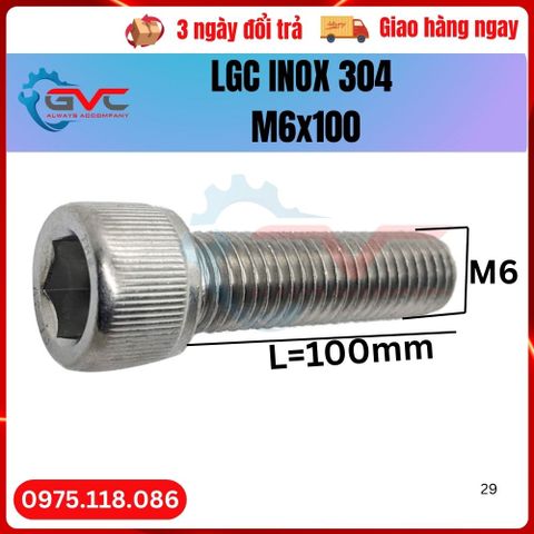 Bu long lục giác chìm đầu trụ DIN 912 inox 304 M6x100