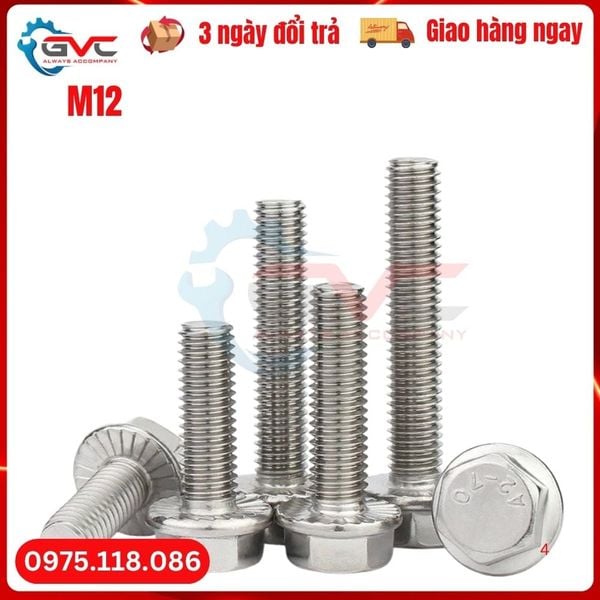 Bu Lông Liền Long Đen Inox 304 M12