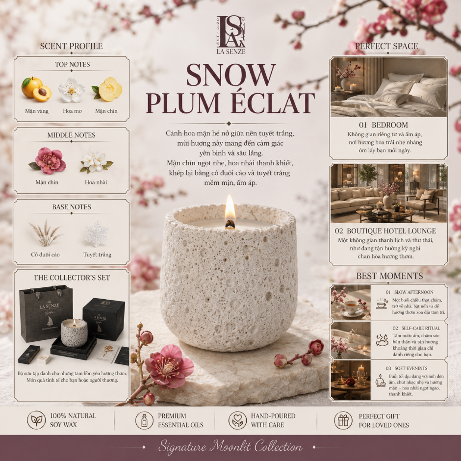  Set Nến Thơm Quà Tặng Cao Cấp LA SENZE Signature Moonlit 