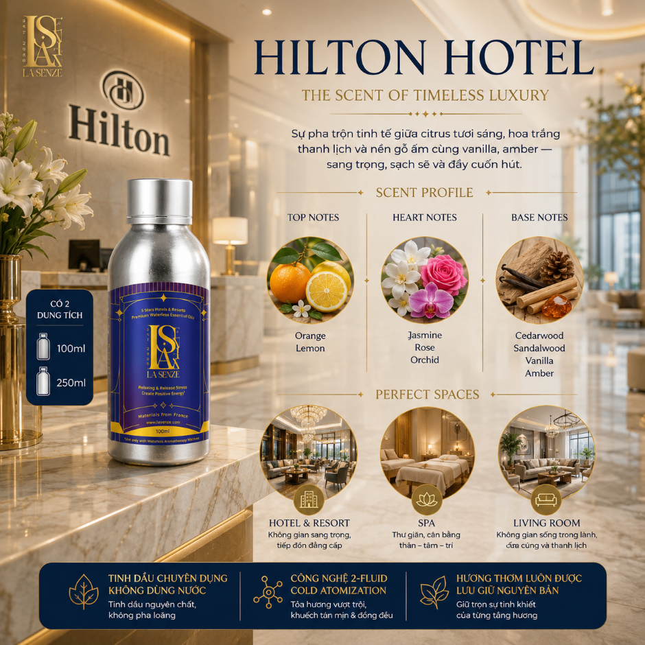  Tinh Dầu Khách Sạn 5 Sao 250ML (Máy Công Nghiệp) - LA SENZE Hotel & Resort Essential Oils 