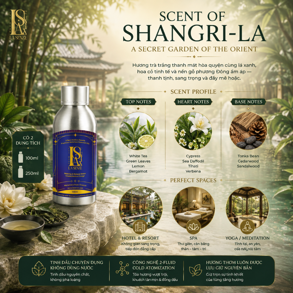  Tinh Dầu Khách Sạn 5 Sao 250ML (Máy Công Nghiệp) - LA SENZE Hotel & Resort Essential Oils 