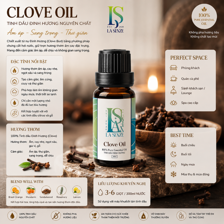  Tinh Dầu LA SENZE 100% Nguyên Chất 10ml (Hàng Thật Không Pha) 