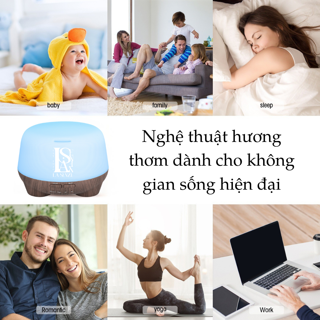  Máy Khuếch Tán Tinh Dầu LA SENZE Curve Aroma 500ml - Công Nghệ Ultrasonic 
