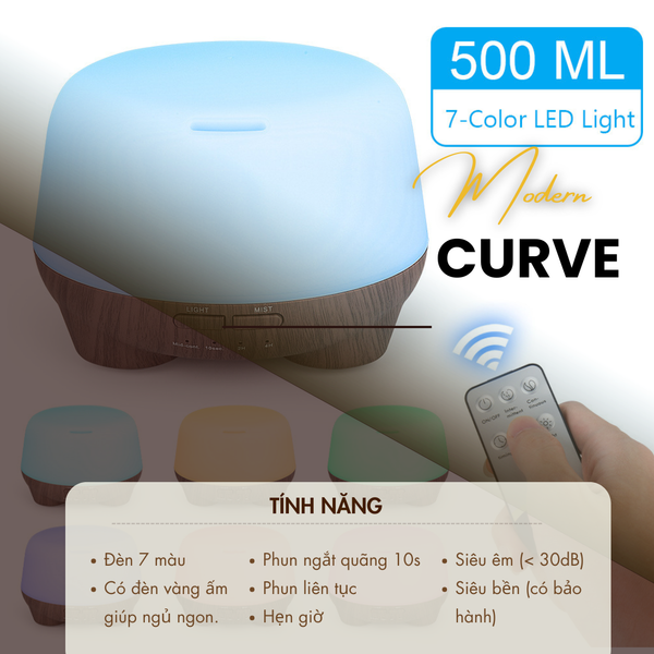  Máy Khuếch Tán Tinh Dầu LA SENZE Curve Aroma 500ml - Công Nghệ Ultrasonic 