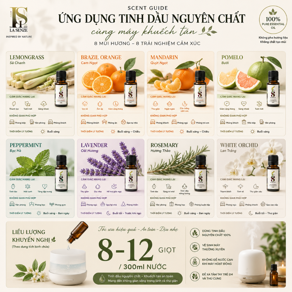  Tinh dầu Hoa Oải Hương Lavender Thiên Nhiên LA SENZE Hỗ Trợ Giấc Ngủ 