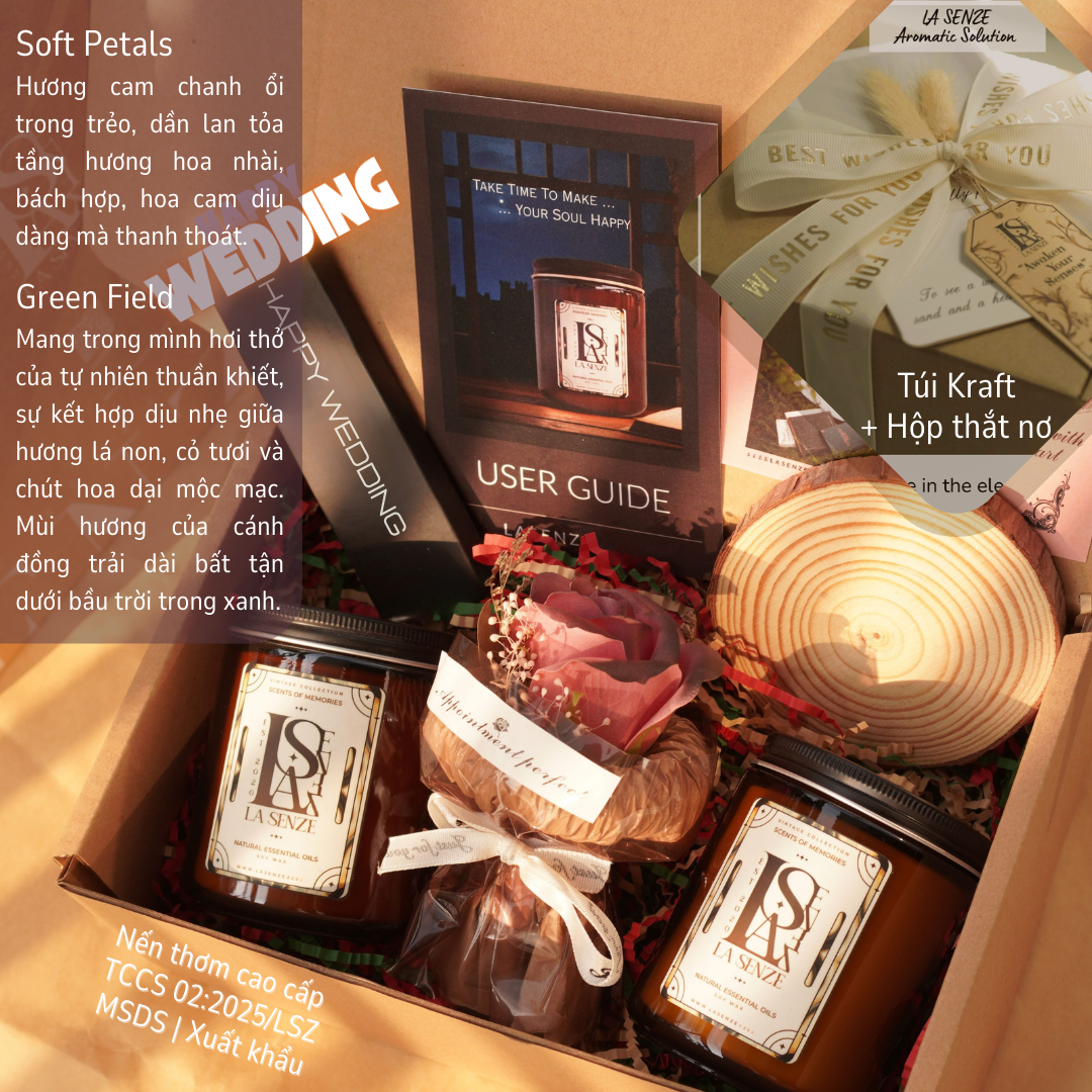  Set Quà Cưới Nến Thơm Thanh Lịch LA SENZE Happy Wedding 
