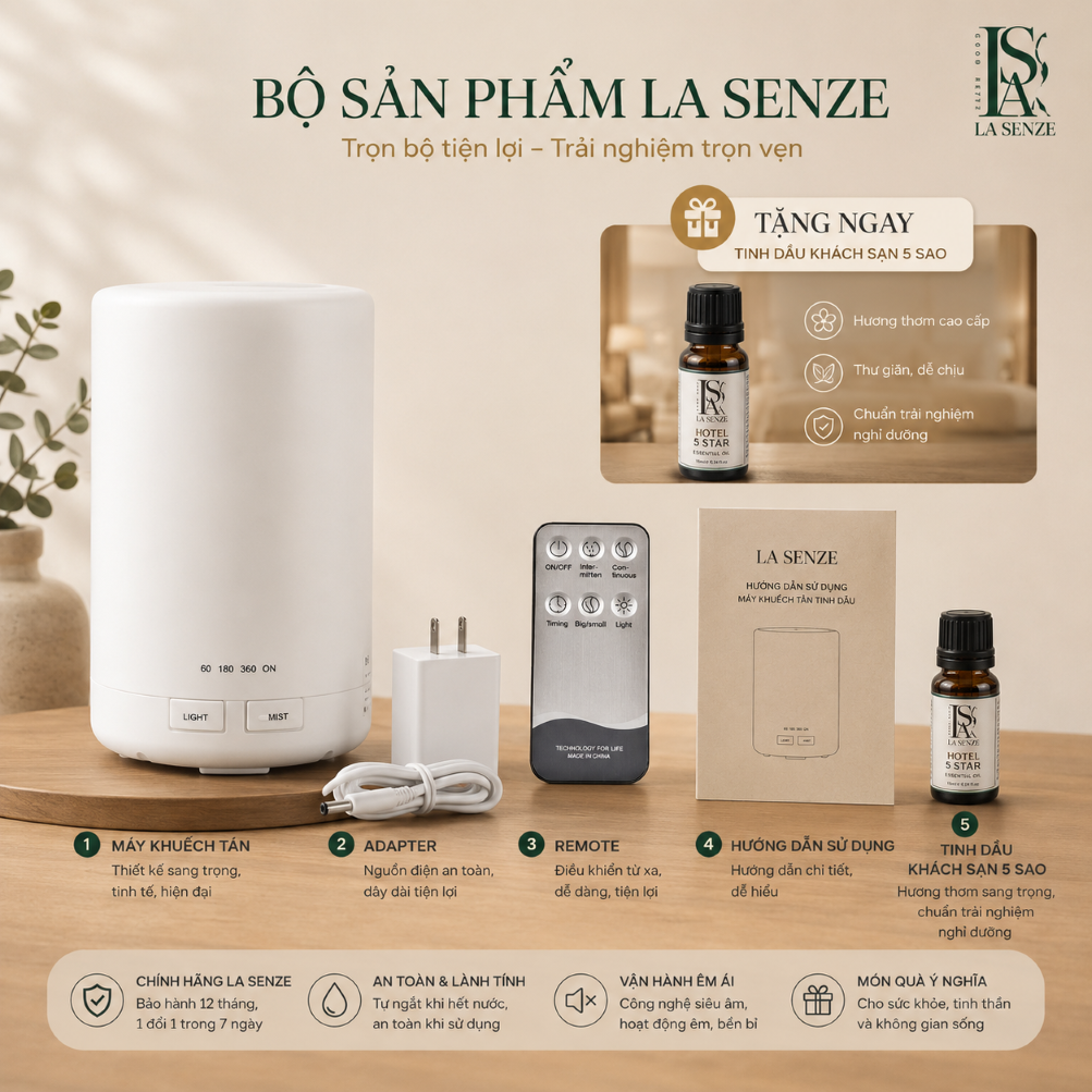  Máy Khuếch Tán Tinh Dầu Tower Diffuser Để Bàn Làm Việc Văn Phòng - 300ml 