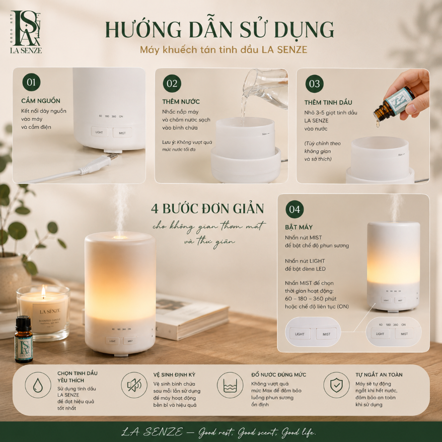  Máy Khuếch Tán Tinh Dầu Tower Diffuser Để Bàn Làm Việc Văn Phòng - 300ml 