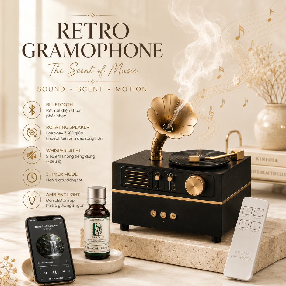  Máy Khuếch Tán Tinh Dầu LA SENZE Retro Gramophone 