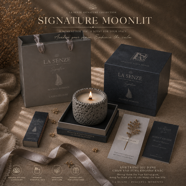  Set Nến Thơm Quà Tặng Cao Cấp LA SENZE Signature Moonlit 
