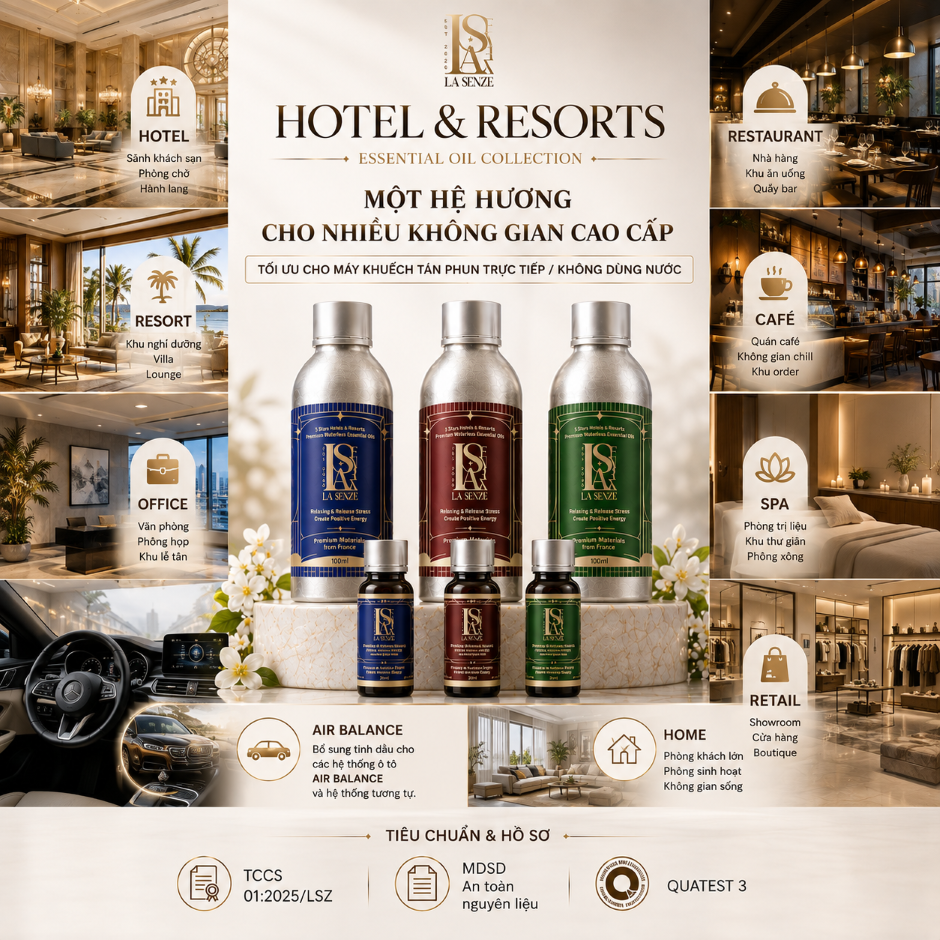  Tinh Dầu Khách Sạn 5 Sao 100ML - LA SENZE Hotel & Resort Essential Oils 