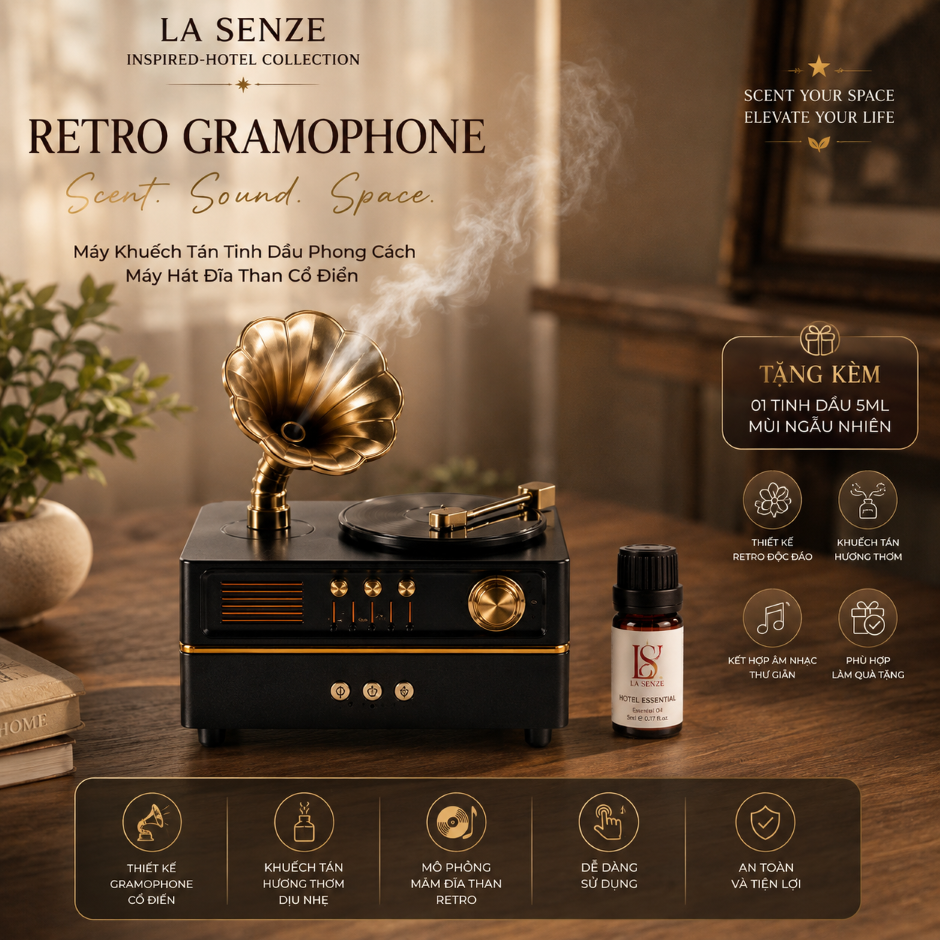  Máy Khuếch Tán Tinh Dầu LA SENZE Retro Gramophone 