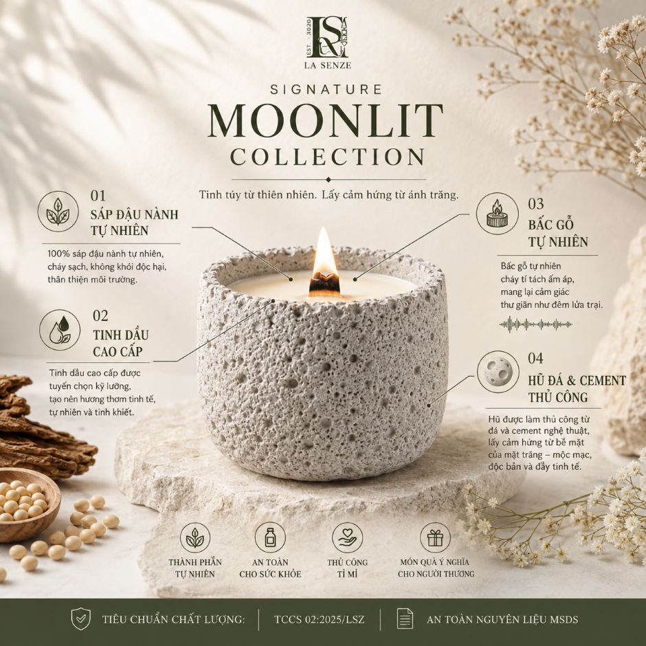  Set Nến Thơm Quà Tặng Cao Cấp LA SENZE Signature Moonlit 