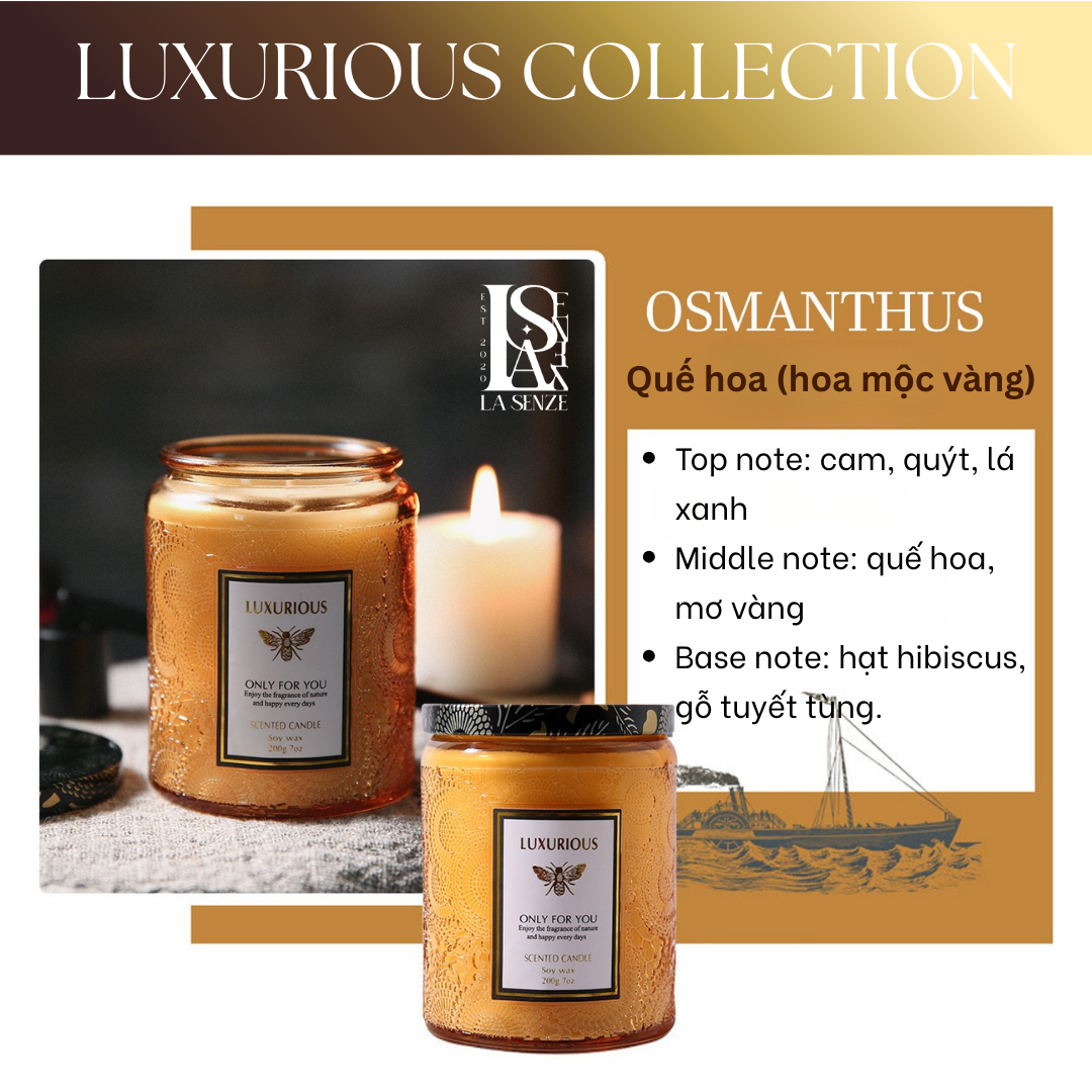  Nến Thơm Tinh Dầu LUXURIOUS COLLECTION - Hủ Pha Lê Vân Nổi Sang Trọng 
