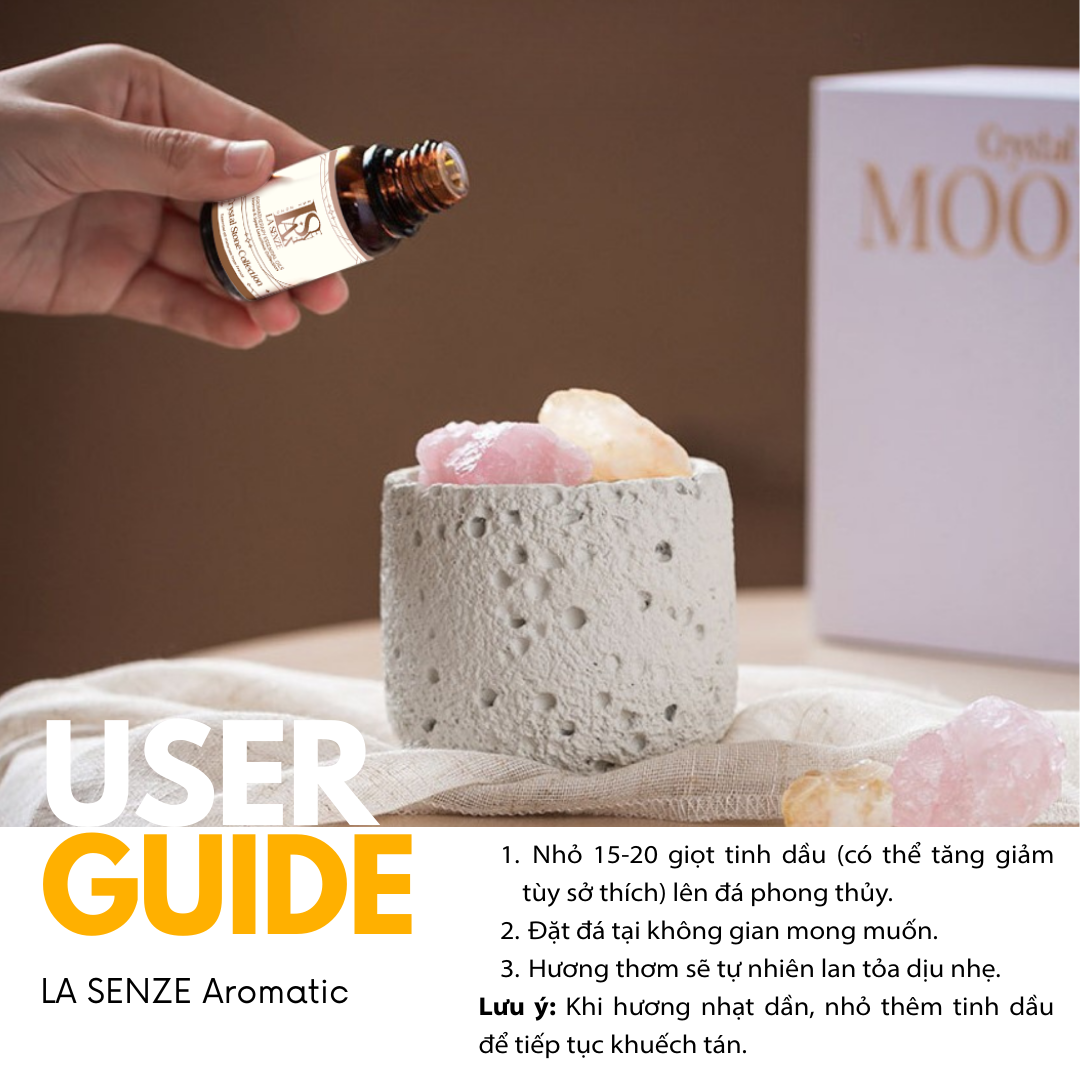  CRYSTAL STONE MOONLIT – Set Đá Phong Thủy Khuếch Tán Tinh Dầu LA SENZE 