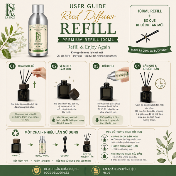  Tinh Dầu Khuếch Tán Bổ Sung LA SENZE REFILL 100ml 