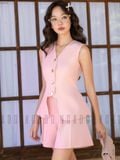  Set áo hồng tùng xoè quần xếp ly [TÂM x ND] 