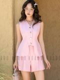  Set áo hồng tùng xoè quần xếp ly [TÂM x ND] 