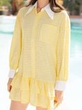  Đầm babydoll sơ mi caro vàng [TÂM x ND] 