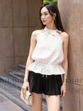  Set áo cổ yếm váy xếp ly [TÂM x ND] 
