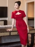  Đầm đỏ cúp ngực 